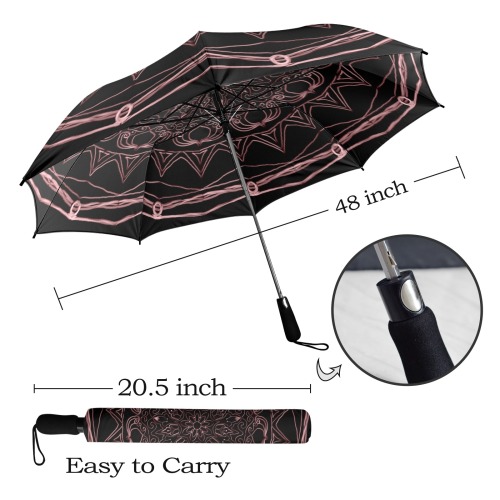 mandala 3D-12  vieux rose Semi-Automatic Foldable Umbrella (Model U12)