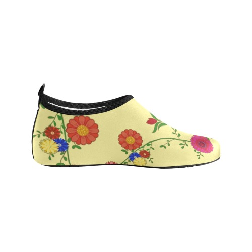 Flowers on the Vine / Yellow Women's Slip-On Water Shoes (Model 056)