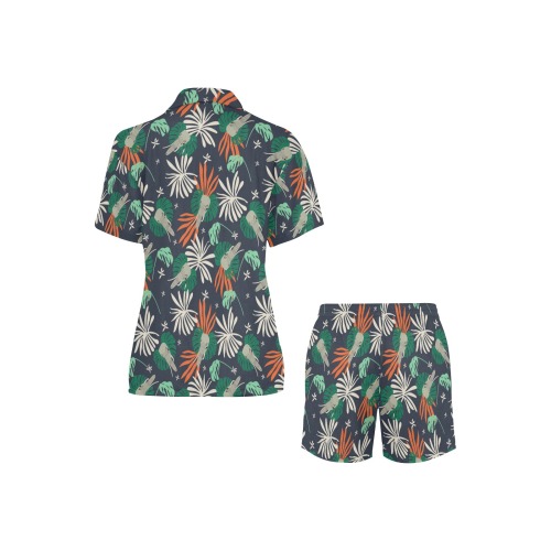 Modern elephants in the jungle Women's V-Neck Short Pajama Set