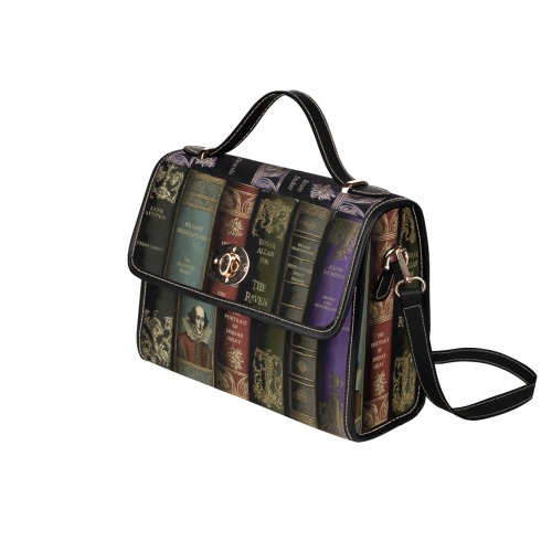 Vintage Library Books Satchel Shoulder Bag (ABOOKSS) Waterproof Canvas Bag-Black (All Over Print) (Model 1641)
