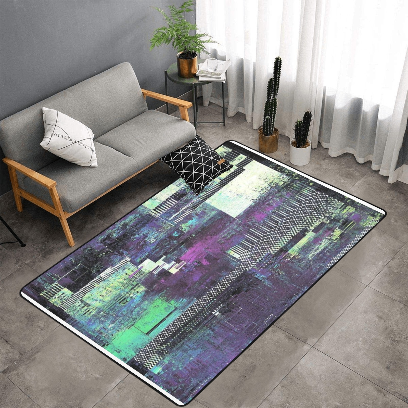 shaded colors Area Rug with Black Binding 7'x5'