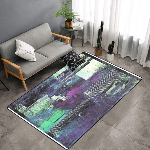 shaded colors Area Rug with Black Binding 7'x5'