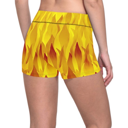 Fire and Flames Pattern Women's All Over Print Short Leggings (Model L28)