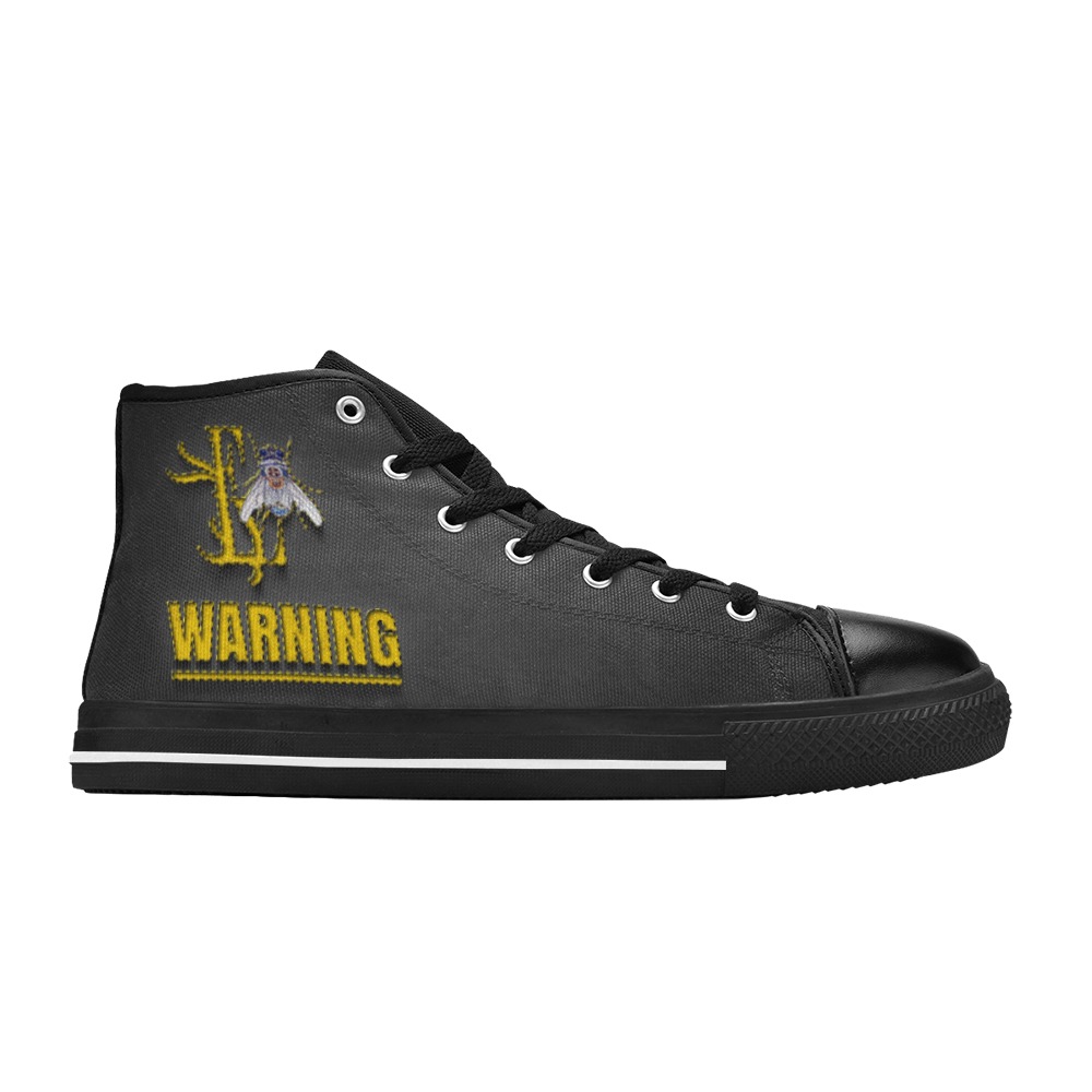 Warning Collectable Fly Women's Classic High Top Canvas Shoes (Model 017)
