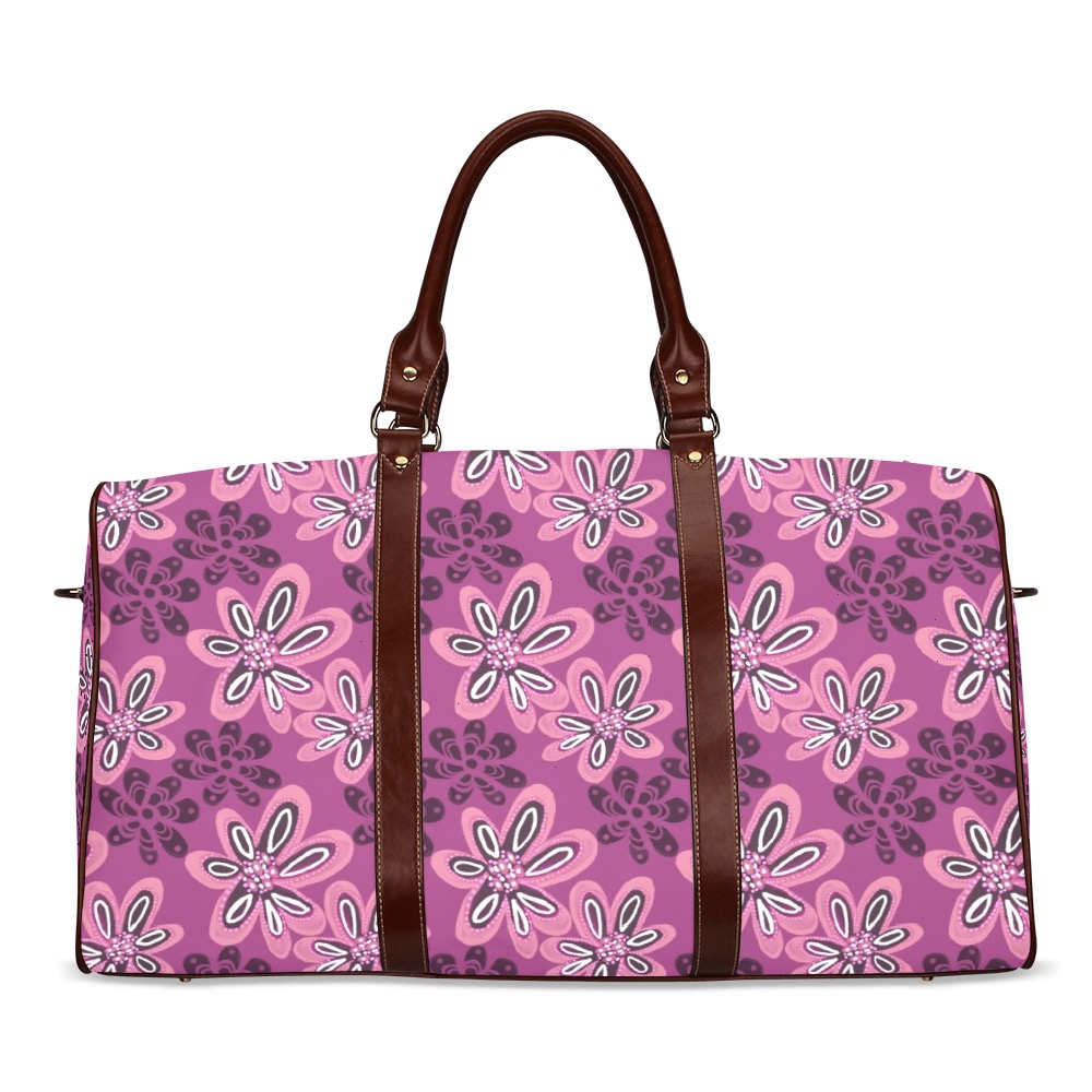 Unique pink floral Waterproof Travel Bag/Large (Model 1639)