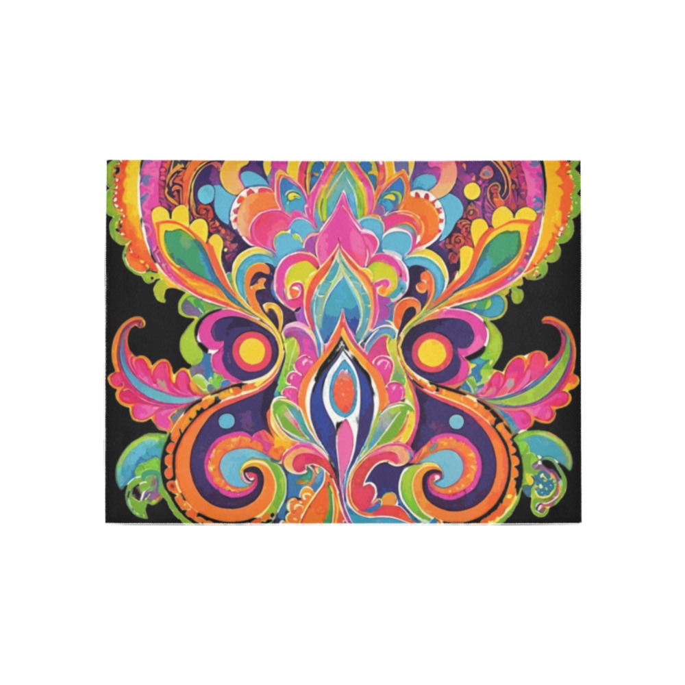 Abstract Retro Hippie Paisley Floral Area Rug 5'3''x4'