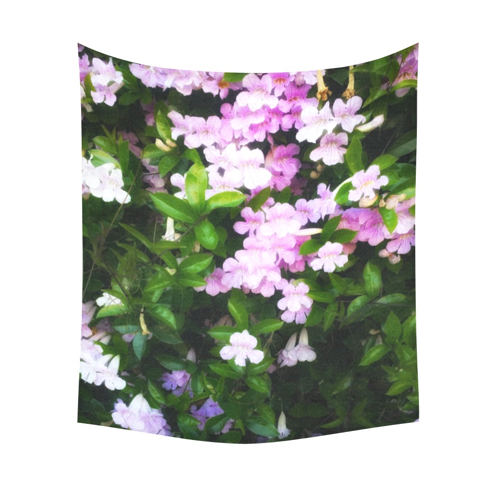 Glowing Violet Trumpets Cotton Linen Wall Tapestry 51"x 60"