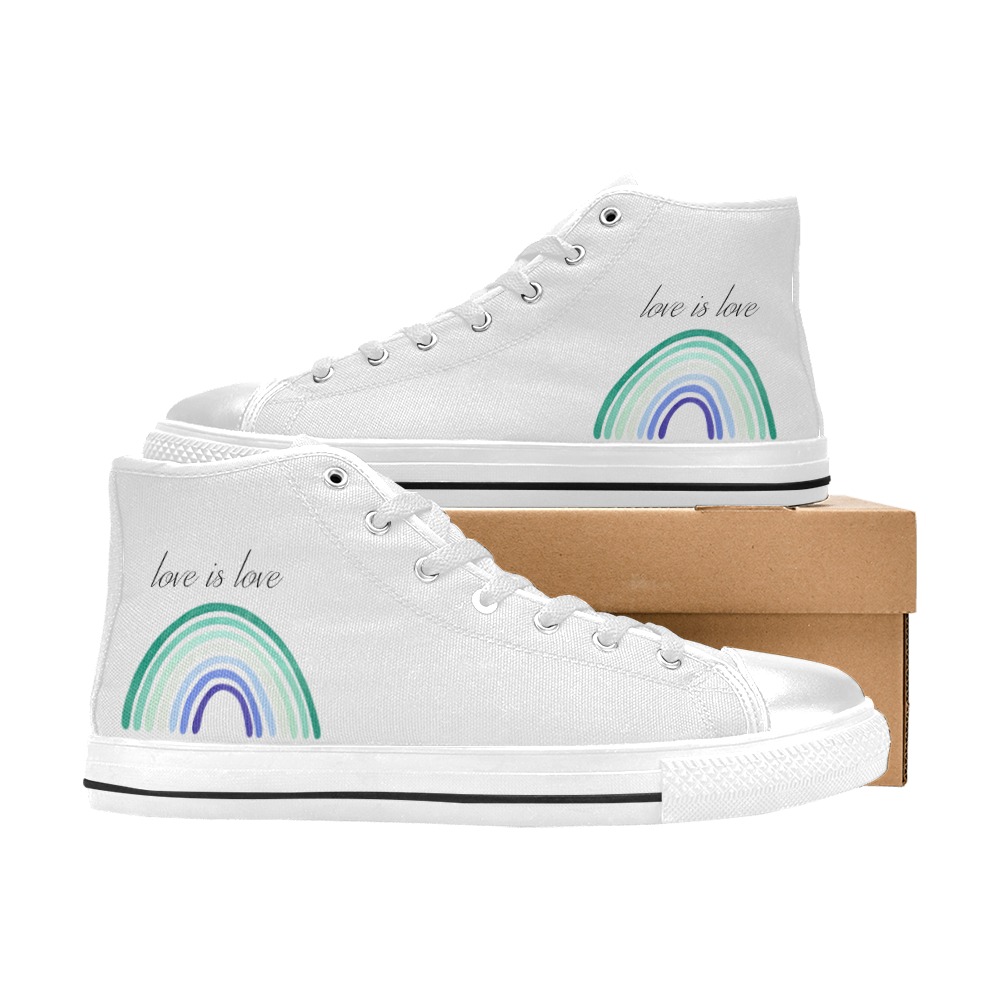 Gay Pride Love is love shoe white - mens Men’s Classic High Top Canvas Shoes (Model 017)