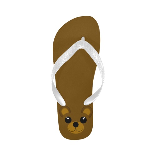 Kawaii Brown Bear Flip Flops for Men/Women (Model 040)