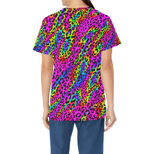 Rainbow Leopard Print pattern Children's Ward All Over Print Scrub Top