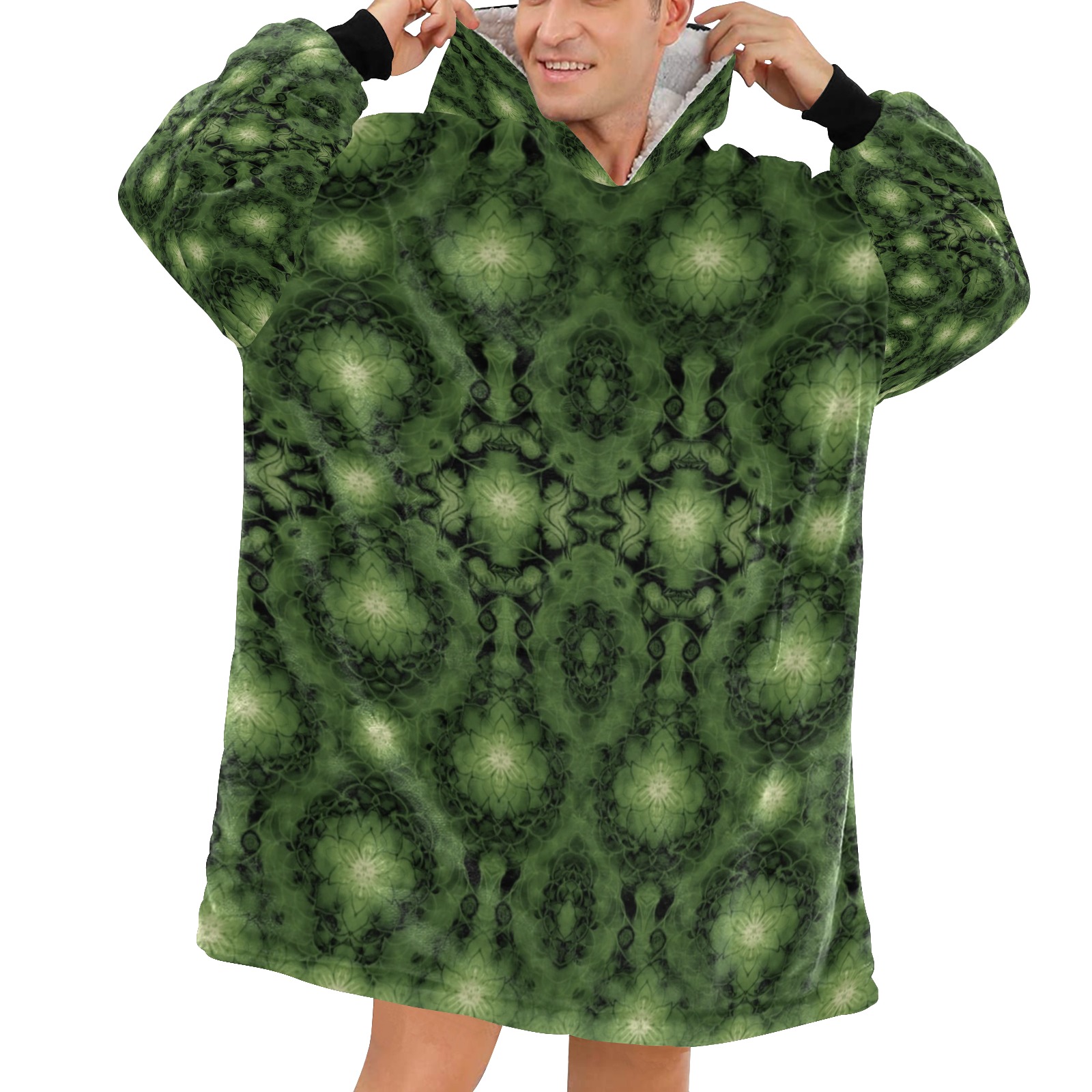 Nidhi decembre 2014-pattern 7-44x55 inches-green 2 Blanket Hoodie for Men