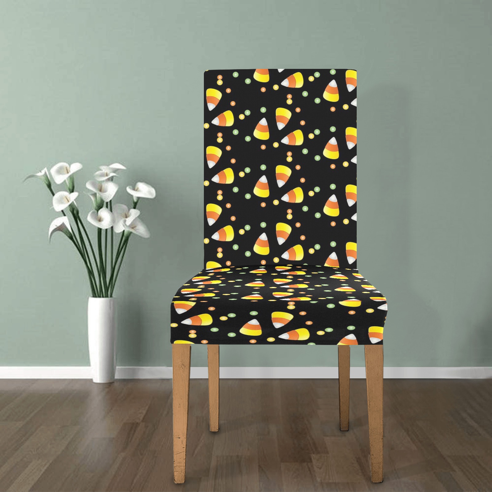 Candy Corn Fun Removable Dining Chair Cover