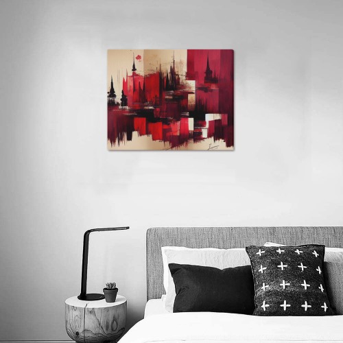 graffiti buildings red and cream 1 Frame Canvas Print 20"x16"