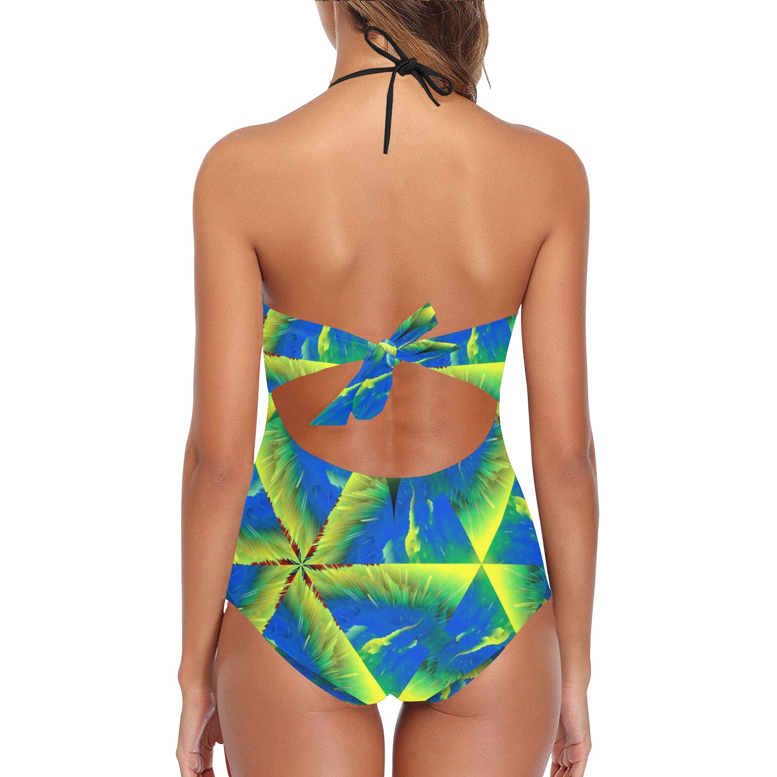 I love Blue Lace Band Embossing Swimsuit (Model S15)