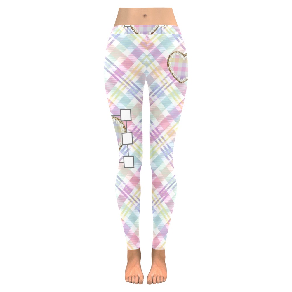 rainbowplaidleggings Women's Low Rise Leggings (Invisible Stitch) (Model L05)