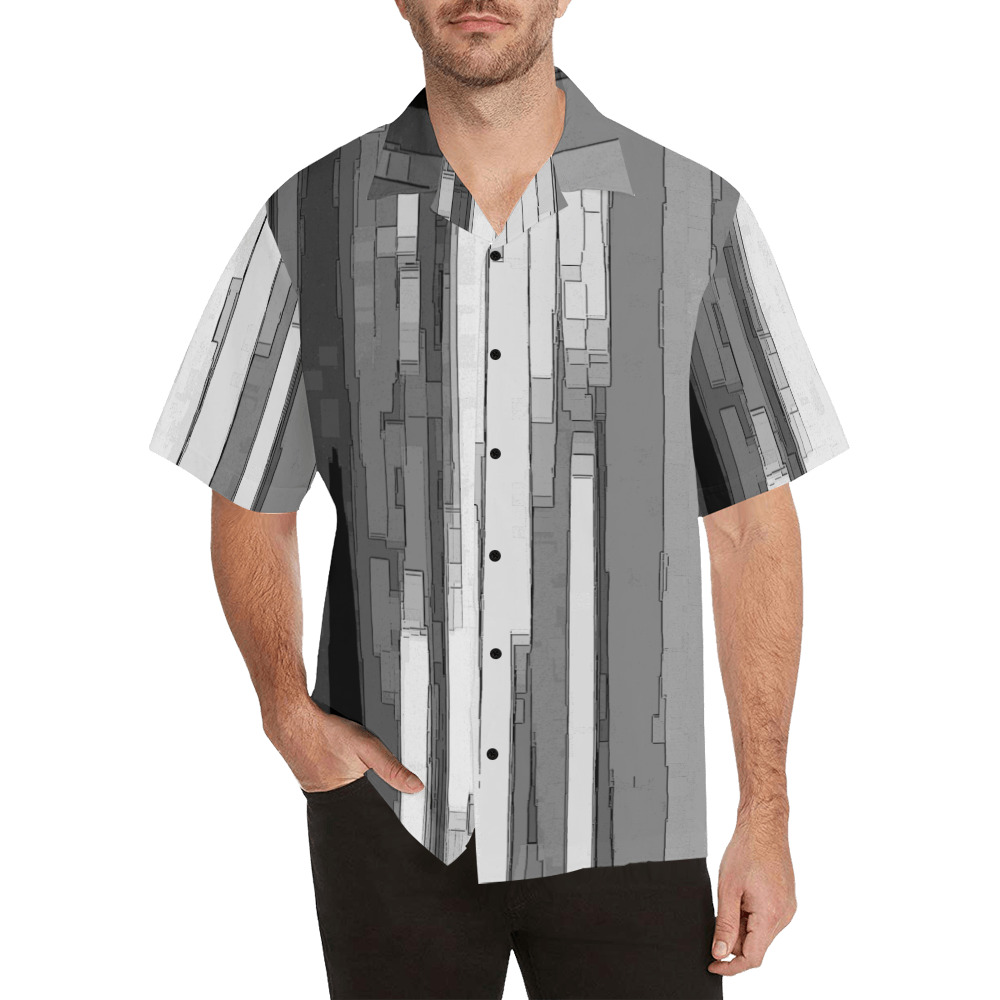 Greyscale Abstract B&W Art Hawaiian Shirt (Model T58)