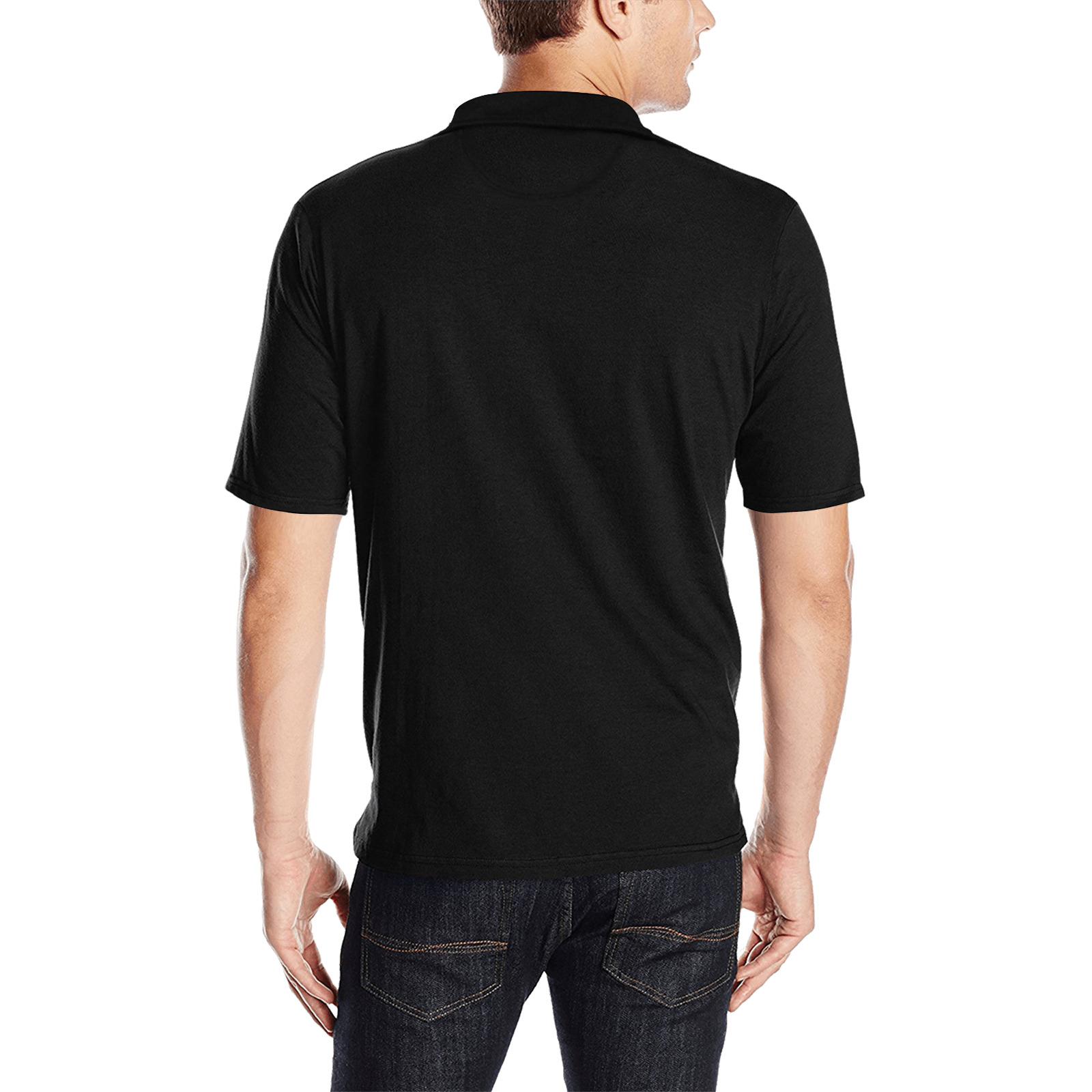 BLACK Men's All Over Print Polo Shirt (Model T55)