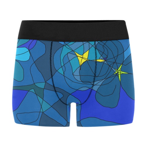 Abstract Blue Floral Design 2020 Men's Boxer Briefs w/ Custom Waistband (Merged Design) (Model L10)