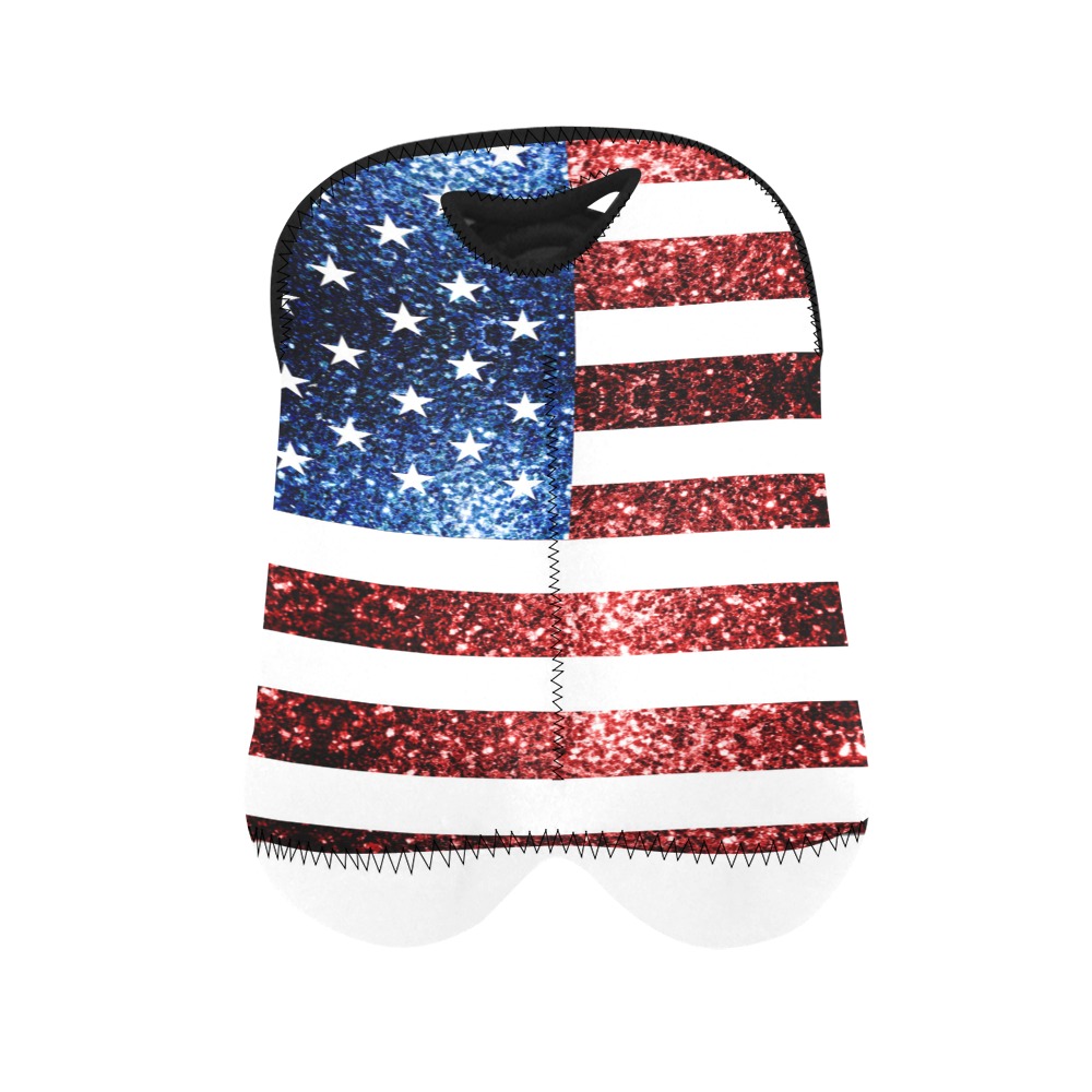Sparkly USA flag America Red White Blue faux Sparkles patriotic bling 4th of July 2-Bottle Neoprene Wine Bag