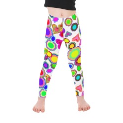 Groovy Hearts and Flowers White Kid's Ankle Length Leggings (Model L06)