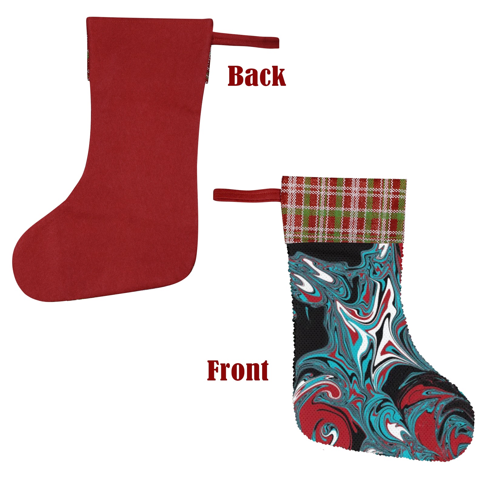Dark Wave of Colors Sequin Christmas Stocking