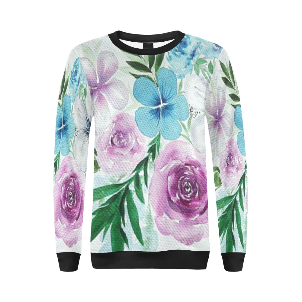 floral All Over Print Crewneck Sweatshirt for Women (Model H18)