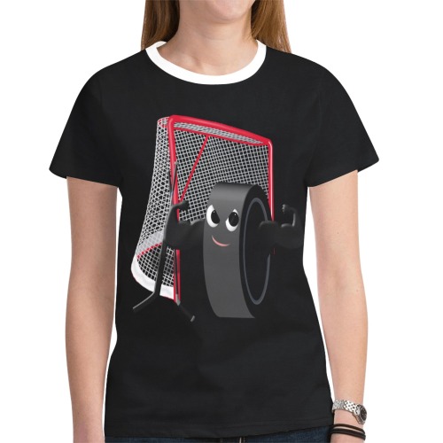 Hockey Puck and Goal New All Over Print T-shirt for Women (Model T45)