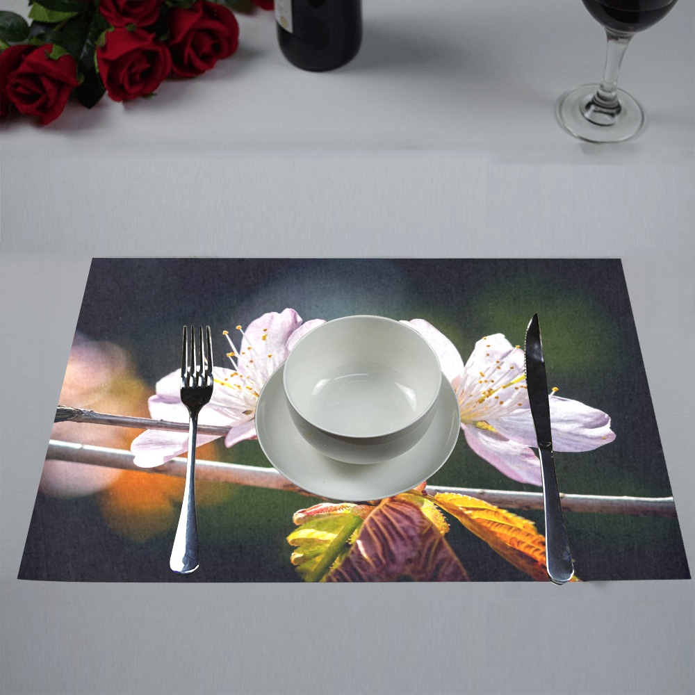 Slender sakura flowers. Sunlight and shadows. Placemat 12’’ x 18’’ (Set of 6)