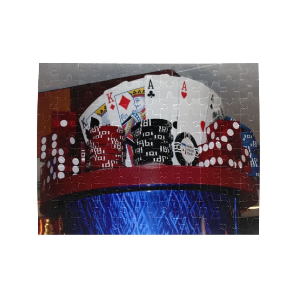Las Vegas Cards and Poker Chips Rectangle Jigsaw Puzzle (Set of 110 Pieces)