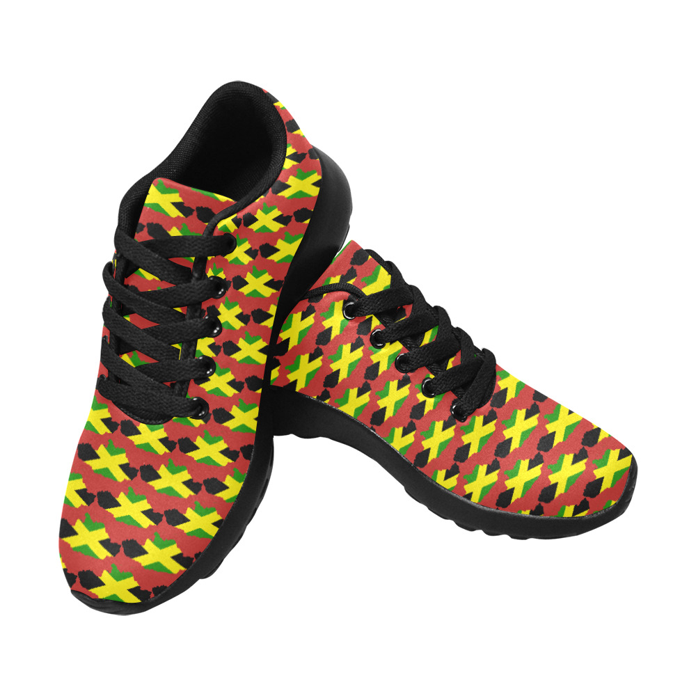 Jamaican Flag Maps Red Women’s Running Shoes (Model 020)