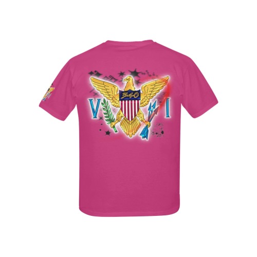TRENDY LIONESS COUTURE VI FLAG  KIDS FUSCHIA TEE Kids' All Over Print T-shirt (USA Size) (Model T40)
