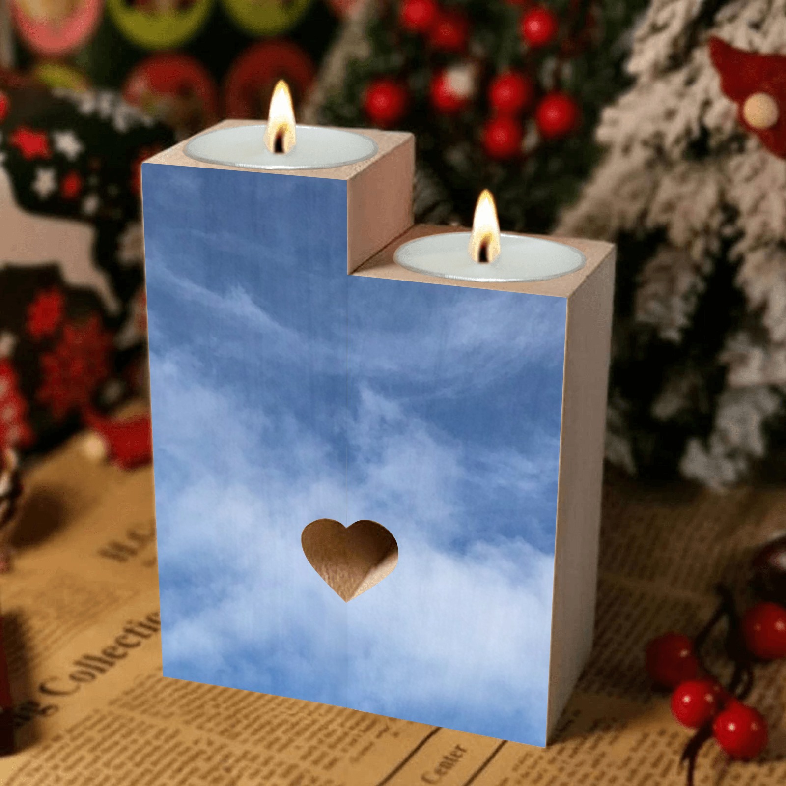 Sky wishes Wooden Candle Holder (Without Candle)