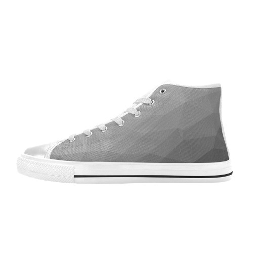 Grey Gradient Geometric Mesh Pattern Men’s Classic High Top Canvas Shoes (Model 017)