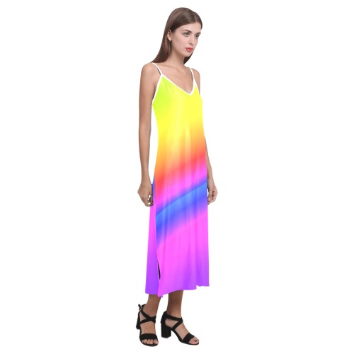 spectrum V-Neck Open Fork Long Dress(Model D18)