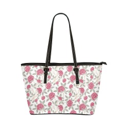 Red clover Leather Tote Bag/Large (Model 1651)