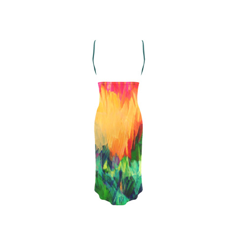 Colorful Painting Bushes Strokes Spaghetti Strap Backless Beach Cover Up Dress (Model D65)