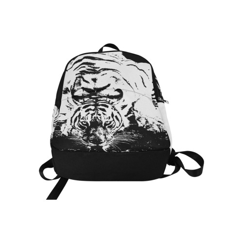 Tiger Transparent Black Outline Fabric Backpack for Adult (Model 1659)