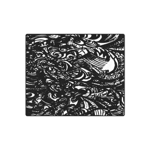 Black and White Abstract Graffiti Blanket 50"x60"