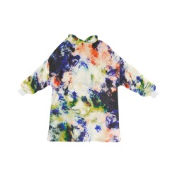 Modern watercolor colorful marbling Blanket Hoodie for Women