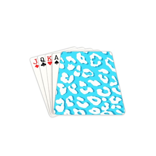 White Leopard Print Light Blue Playing Cards 2.5"x3.5"