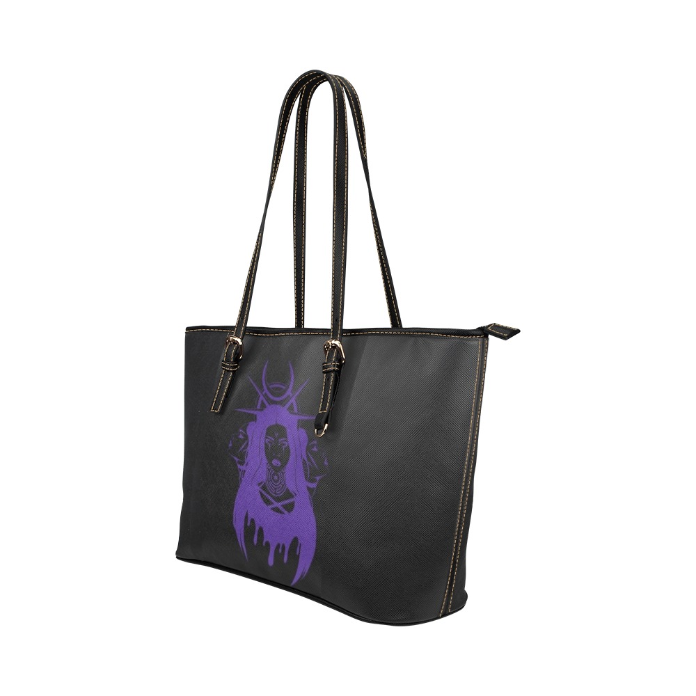 Hekate Violet Leather Tote Bag/Small (Model 1651)