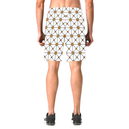stain glass window shell brown Men's All Over Print Elastic Beach Shorts (Model L20)