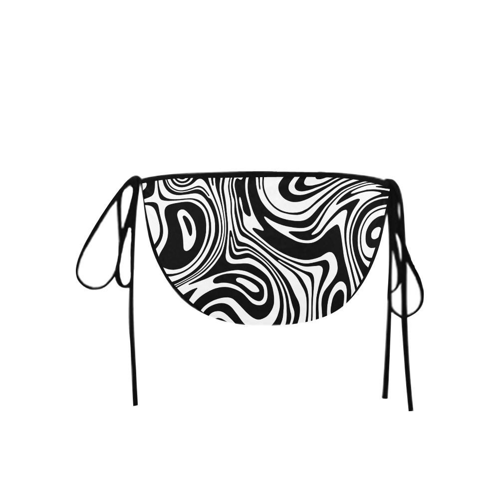 Black and White Marble Custom Bikini Swimsuit Bottom