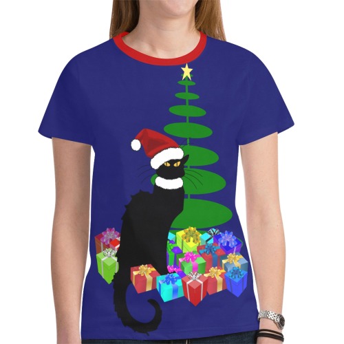 Le Chat Noir Christmas New All Over Print T-shirt for Women (Model T45)