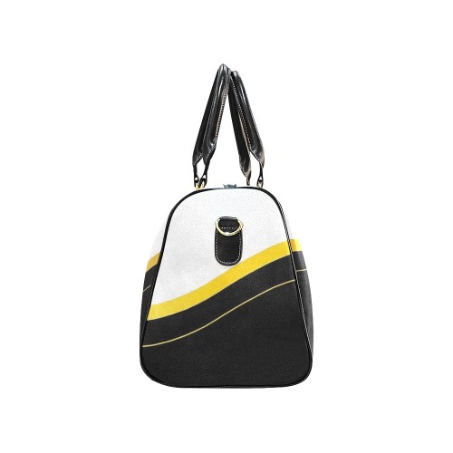 Abstract-BlackGoldWhite Wavy Line Pattern 2 New Waterproof Travel Bag/Large (Model 1639)