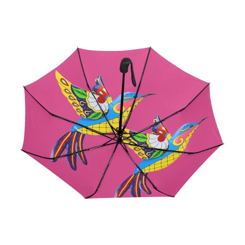 2 birds pink Anti-UV Auto-Foldable Umbrella (Underside Printing) (U06)