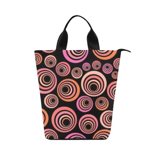 Retro Psychedelic Pretty Orange Pattern Nylon Lunch Tote Bag (Model 1670)