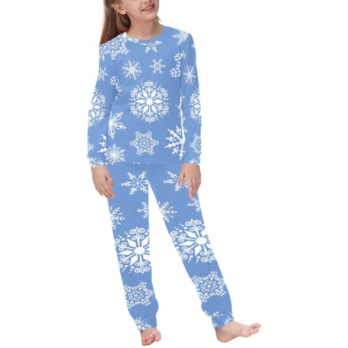 Snowfalkes - Blue Kids' All Over Print Pajama Set