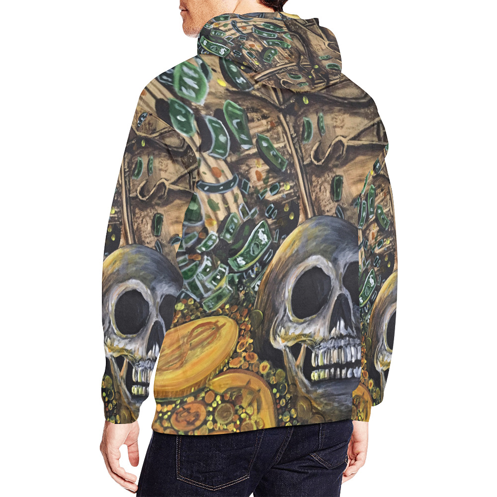 Time Is Money All Over Print Hoodie for Men (USA Size) (Model H13)