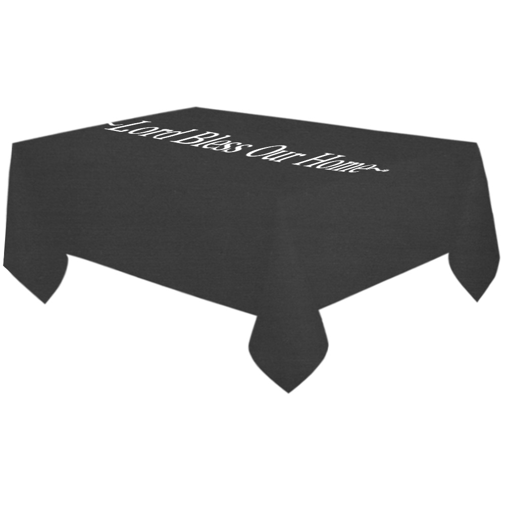 Lord Bless Our Home (Black) Thickiy Ronior Tablecloth 120"x 60"